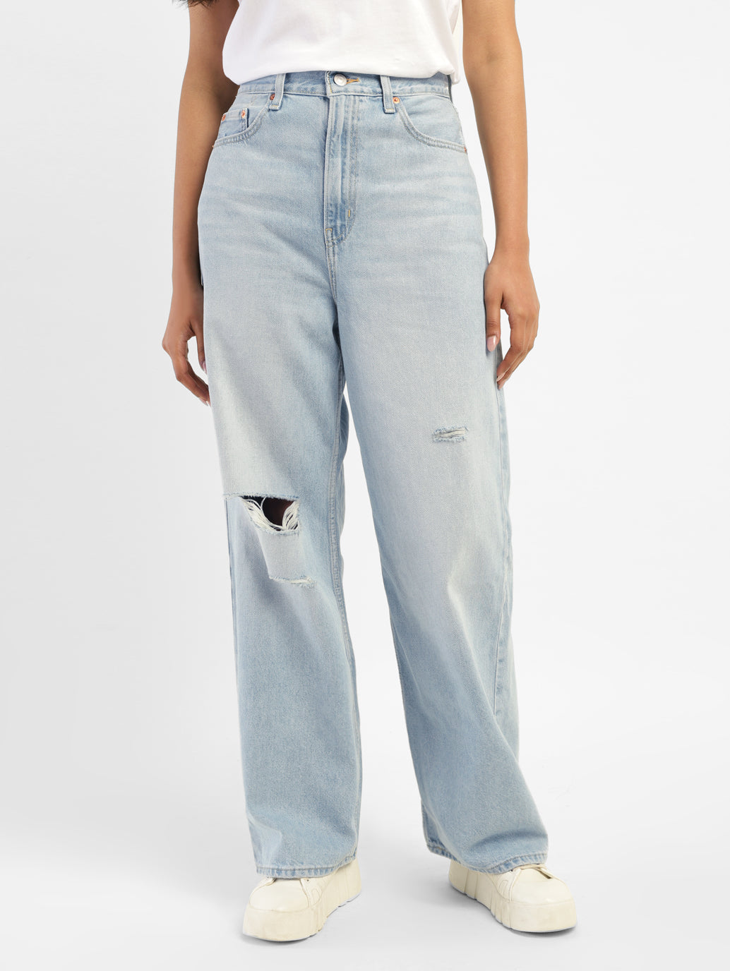 Women's Blue Loose Fit High Rise Jeans - cf65574b-4e8a-487f-b6e5-68de16e75ab0 View