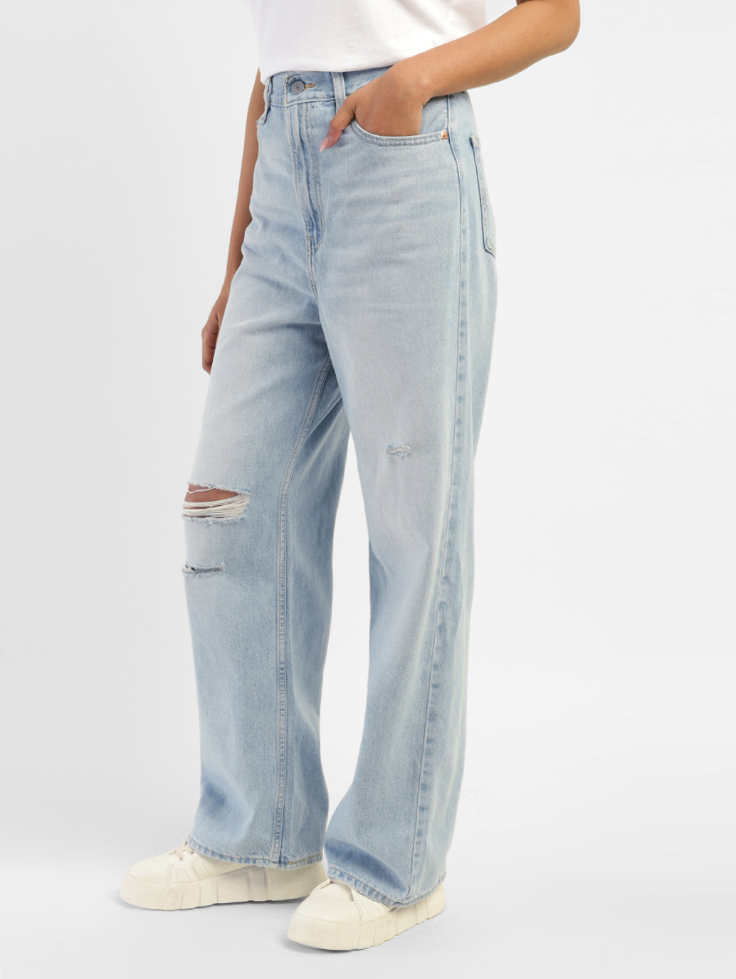 Women's Blue Loose Fit High Rise Jeans - 5be50824-52f7-4868-afbd-8b03c04e4d5e View