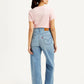 Women's Blue Loose Fit High Rise Jeans - Back View