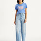 Women's Blue Loose Fit High Rise Jeans - Front View