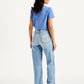 Women's Blue Loose Fit High Rise Jeans - Back View