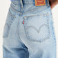 Women's Blue Loose Fit High Rise Jeans - Detail View