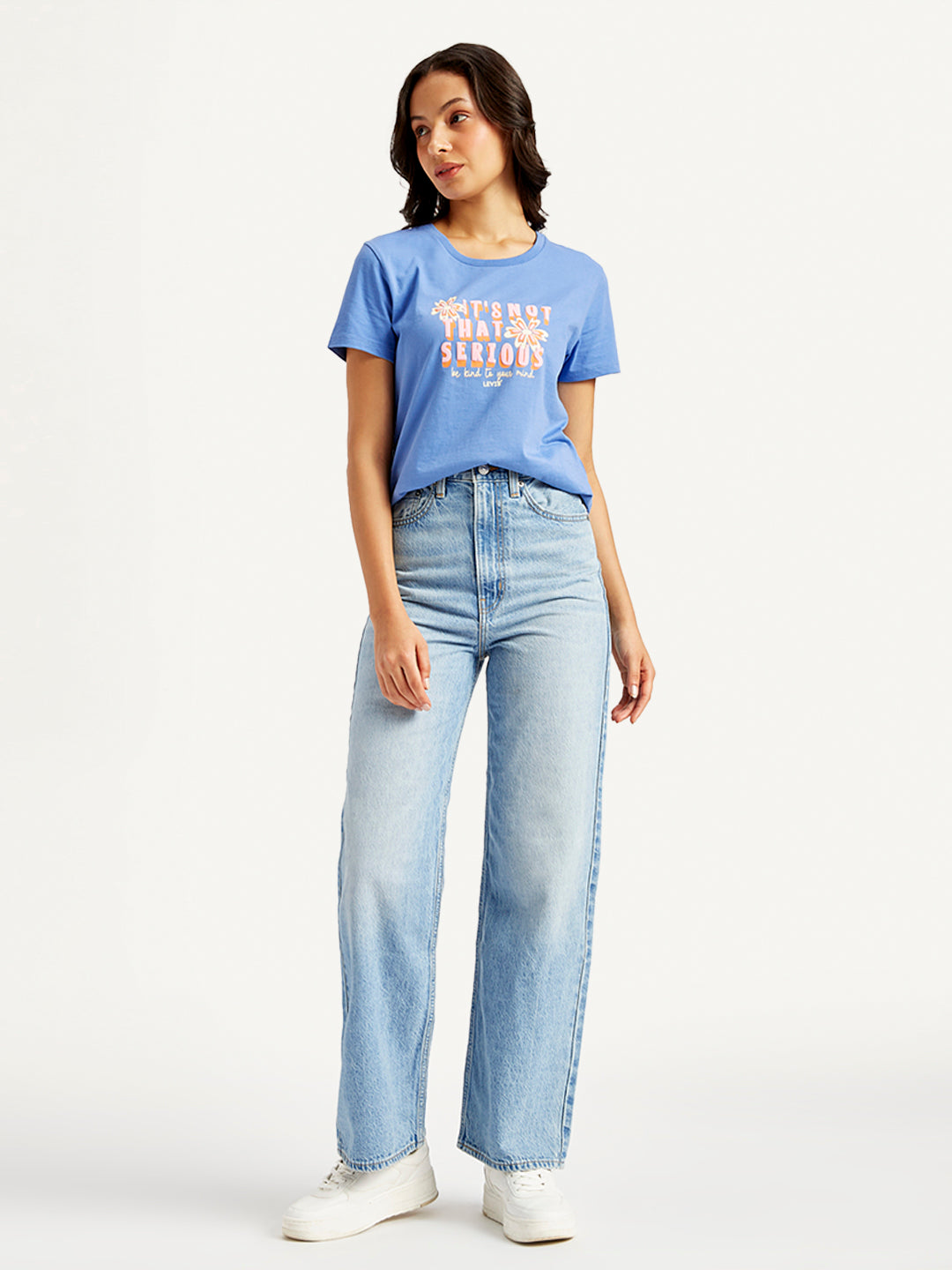 Women's Blue Loose Fit High Rise Jeans