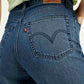 Women's Blue Loose Fit High Rise Jeans - Detail View