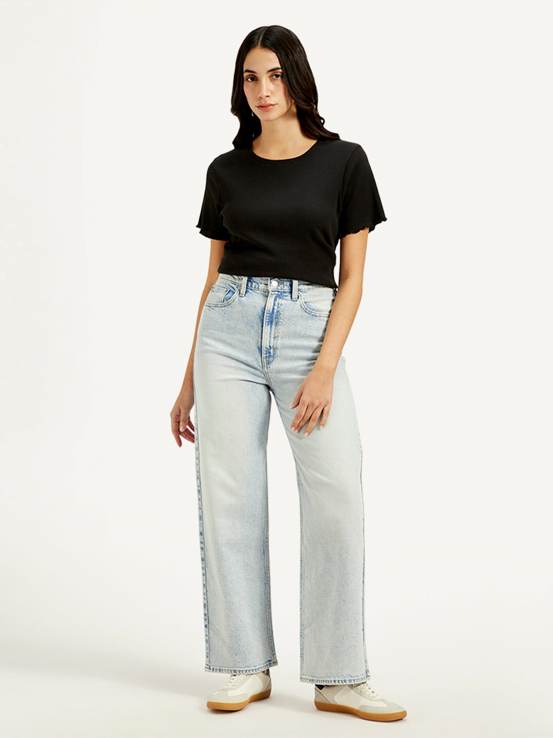 Women's Blue Loose Fit High Rise Jeans - 20 View
