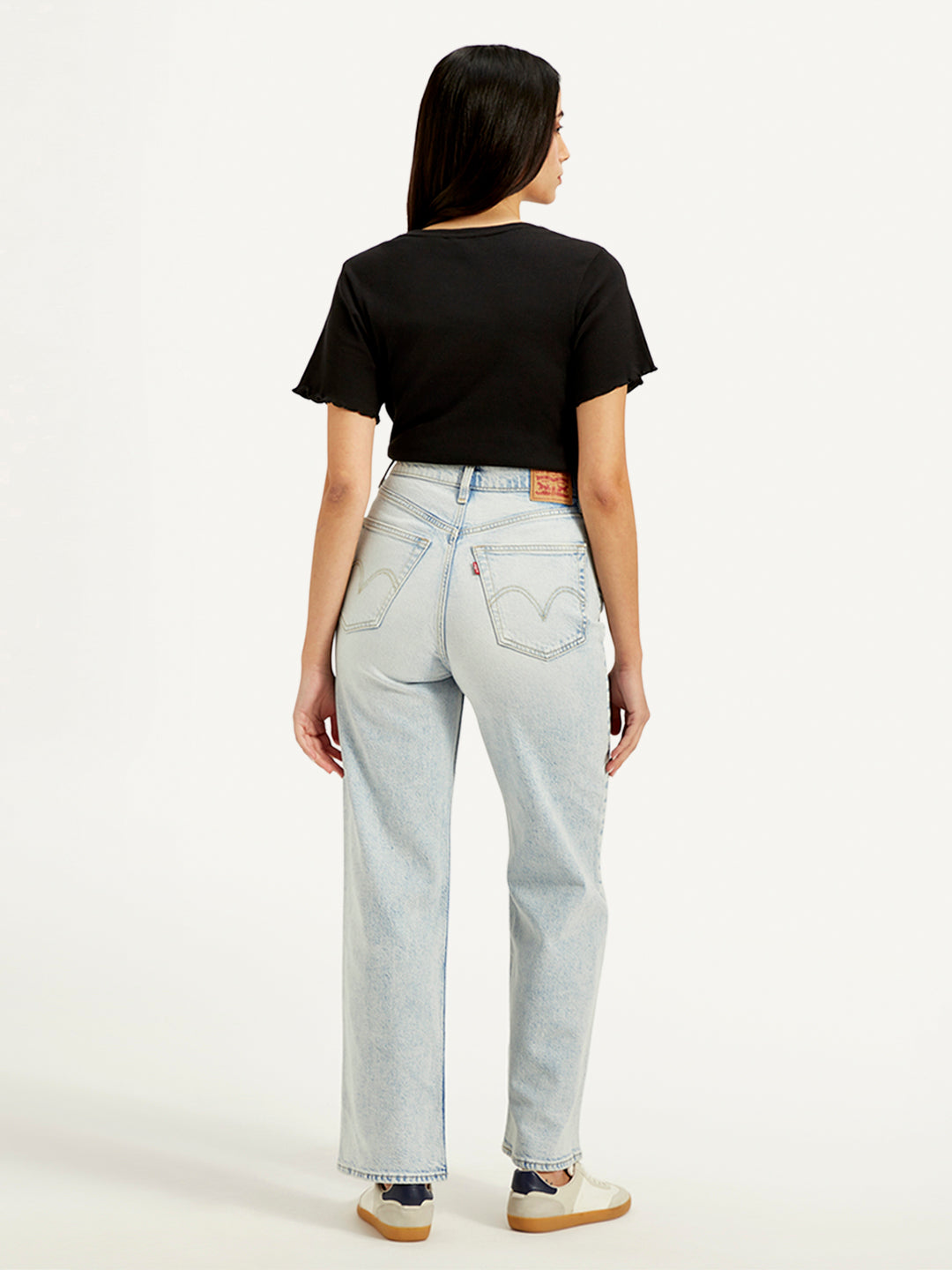 Women's Blue Loose Fit High Rise Jeans - 20 View