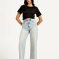 Women's Blue Loose Fit High Rise Jeans - Styleshot View
