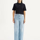 Women's Light Blue Wide Leg Fit High Rise Jeans - Front View