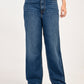 Women's Dark Blue Loose Fit High Rise Jeans - front View