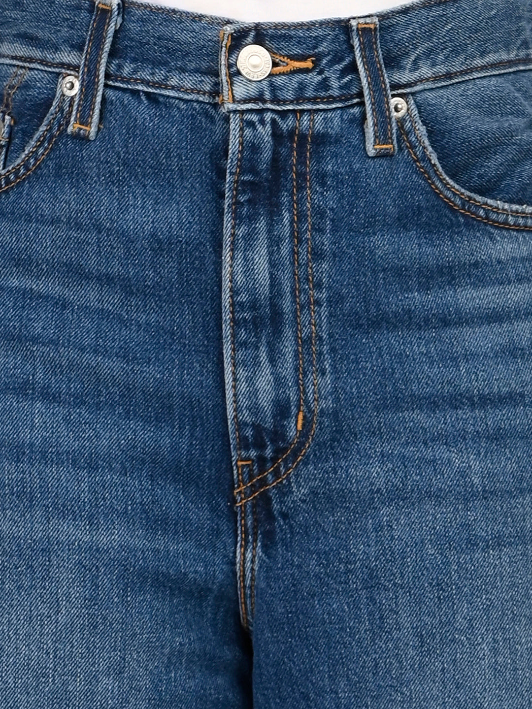 Women's Dark Blue Loose Fit High Rise Jeans - detail View