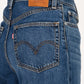 Women's Dark Blue Loose Fit High Rise Jeans - detail View