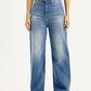 Women's Med Indigo Loose Fit High Rise Jeans - Front View