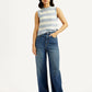 Women's Med Indigo Loose Fit High Rise Jeans - Styleshot View