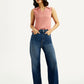 Women's Dark Blue Wide Leg Fit High Rise Jeans - Styleshot View