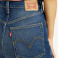 Women's Dark Blue Wide Leg Fit High Rise Jeans - Detail View
