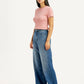 Women's Blue Loose Fit High Rise Jeans - Side View
