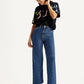 Women's Med Indigo Loose Fit High Rise  Jeans - Styleshot View