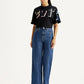 Women's Med Indigo Loose Fit High Rise  Jeans - Front View