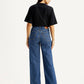 Women's Med Indigo Loose Fit High Rise  Jeans - Back View