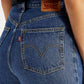 Women's Med Indigo Loose Fit High Rise  Jeans - Detail View