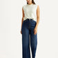 Women's Dark Indigo Loose Fit High Rise Jeans - Styleshot View