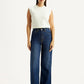 Women's Dark Indigo Loose Fit High Rise Jeans - Front View