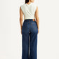 Women's Dark Indigo Loose Fit High Rise Jeans - Back View