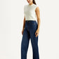 Women's Dark Indigo Loose Fit High Rise Jeans - Side View
