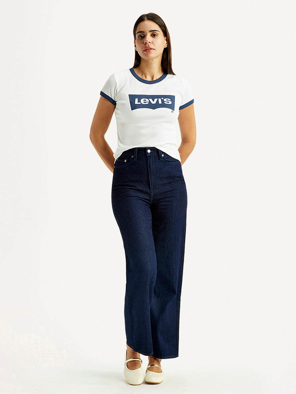 Women's Dark Indigo Loose Fit High Rise Jeans