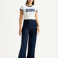 Women's Dark Indigo Loose Fit High Rise Jeans - Front View