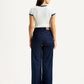 Women's Dark Indigo Loose Fit High Rise Jeans - Back View