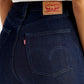 Women's Dark Indigo Loose Fit High Rise Jeans - Detail View