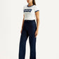 Women's Dark Indigo Loose Fit High Rise Jeans - Side View