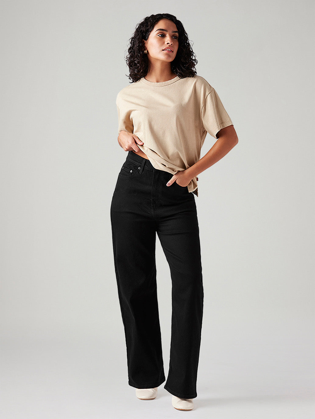 Women's Black Loose Fit High Rise Jeans