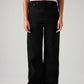 Women's Black Loose Fit High Rise Jeans - Front View