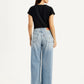 Women's High Rise Wide Leg Fit Light Blue Jeans - Back View