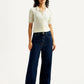 Women's Dark Blue Flared Fit Mid Rise Jeans - Front View
