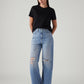Women's Light Blue Loose Fit High Rise Jeans - Styleshot View