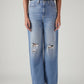 Women's Light Blue Loose Fit High Rise Jeans - Front View