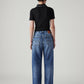 Women's Med Indigo Loose Fit High Rise Jeans - Back View