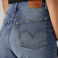 Women's Light Indigo Loose Fit High Rise Jeans - Detail View