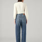 Women's Blue Loose Fit High Rise Jeans - Back View