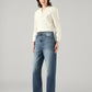 Women's Blue Loose Fit High Rise Jeans - SIde View
