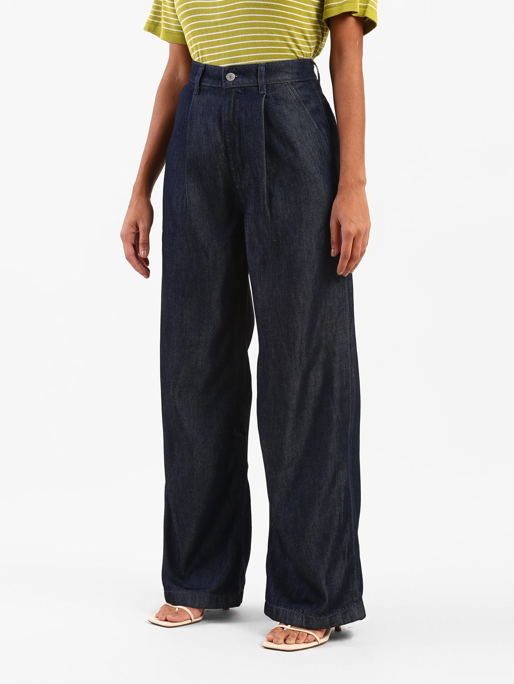 Women's Blue Pleated Loose Straight Fit High Rise Jeans - 3b4deaa0-01fe-4455-a6b4-b695cc3e336e View