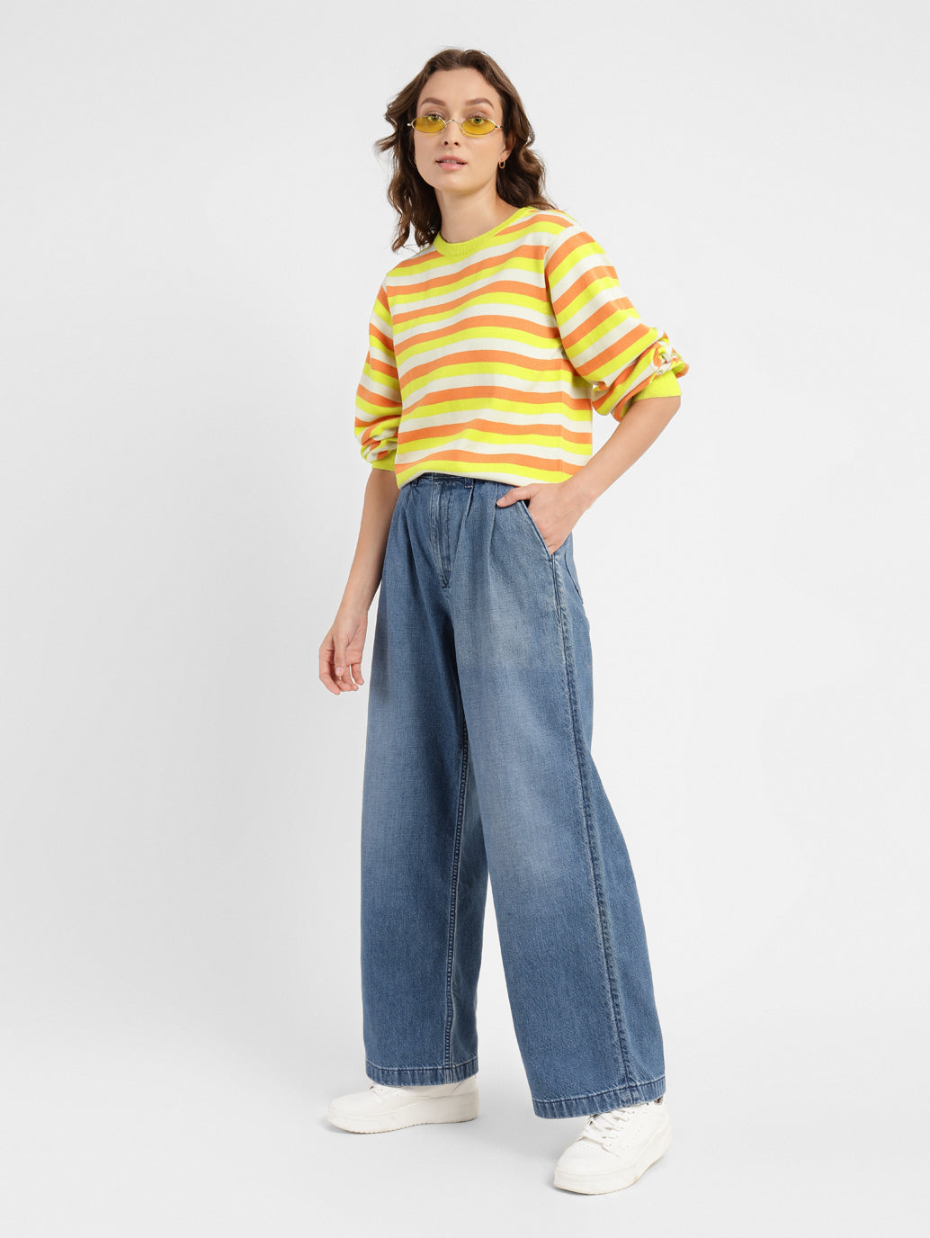 Women's Blue Wideleg Fit High Rise Jeans - 4c9321b0-5d61-42f9-9ba4-e9d440ec8075 View