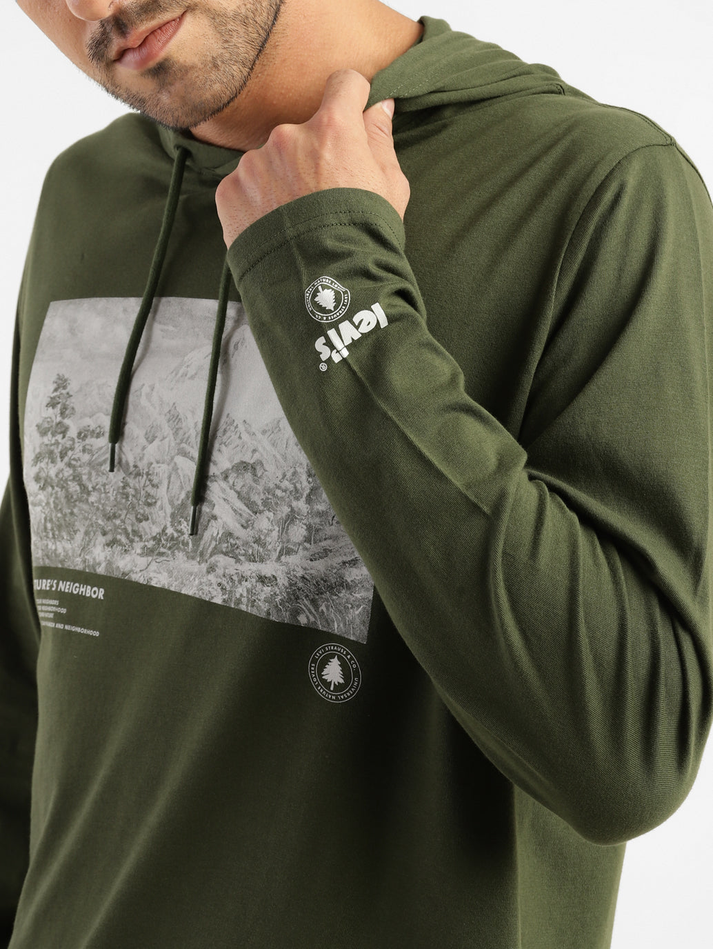 Men's Graphic Print Hooded Sweatshirt - 7b2e7c01-adf8-496a-beb4-3f3b67cdbc32 View