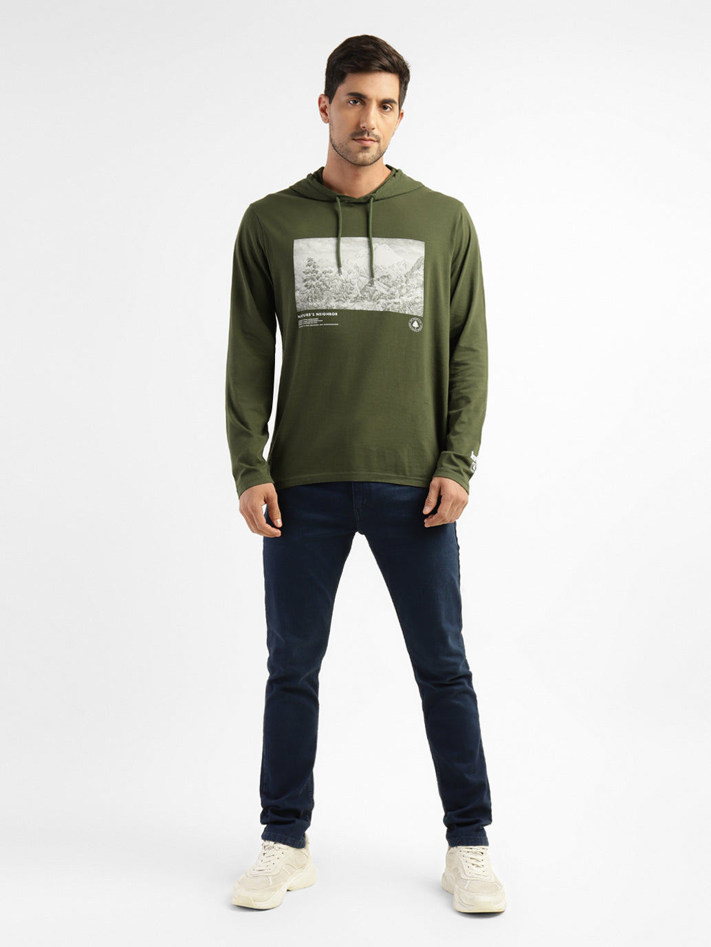 Men's Graphic Print Hooded Sweatshirt - 77fb1bc9-4f78-4b0e-aff5-19c3ea772a9b View