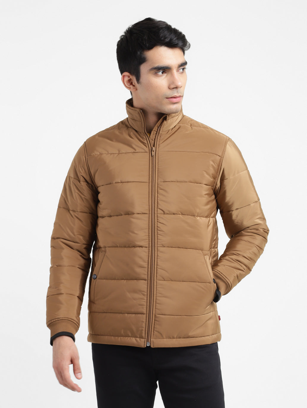 Men's Solid High Neck Quilted Jacket - 052d60ba-1986-45b0-8963-43a752e4a0ac View