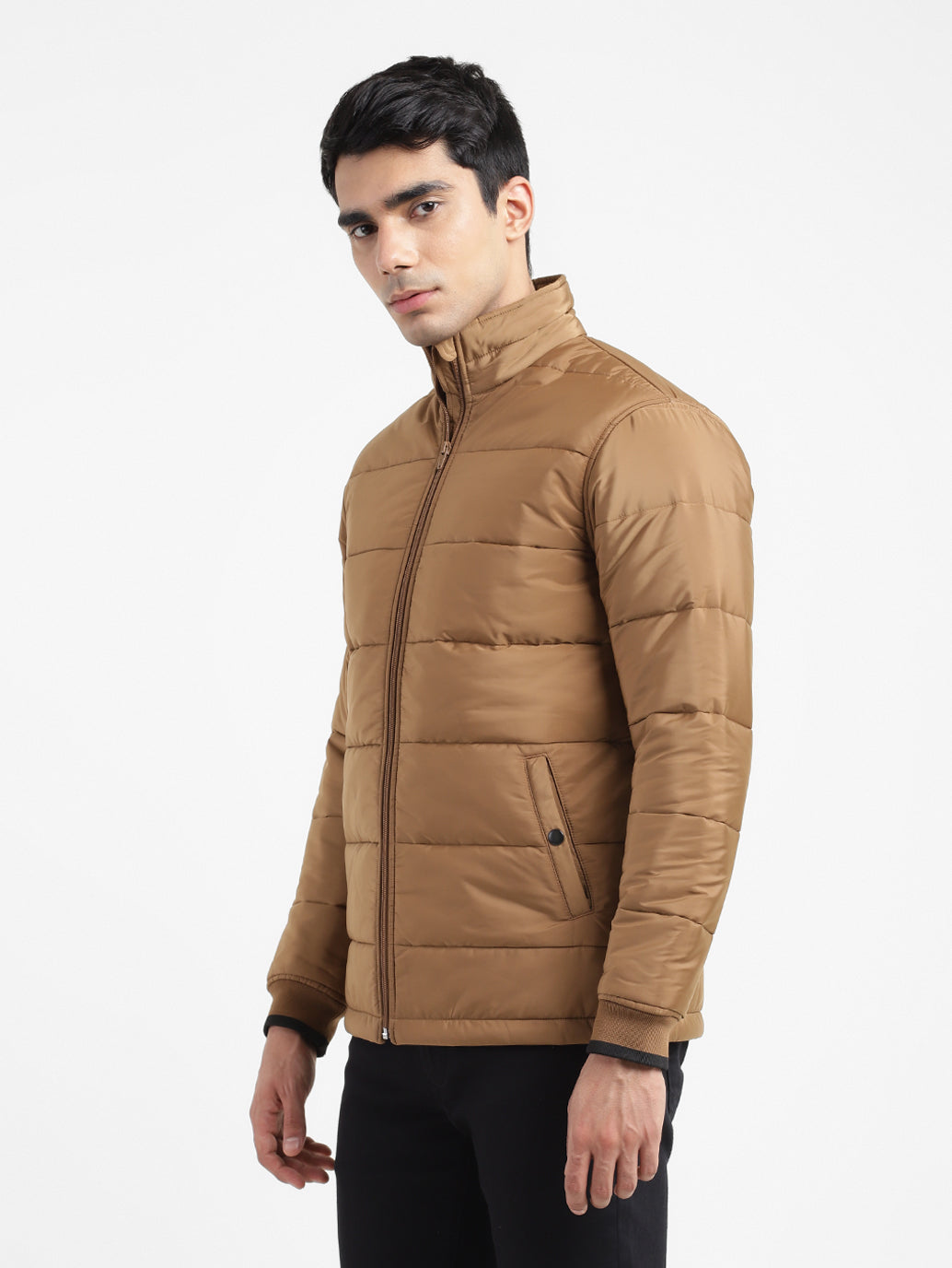 Men's Solid High Neck Quilted Jacket - d6c41f68-9b3a-4934-ac48-8c62af7f0092 View