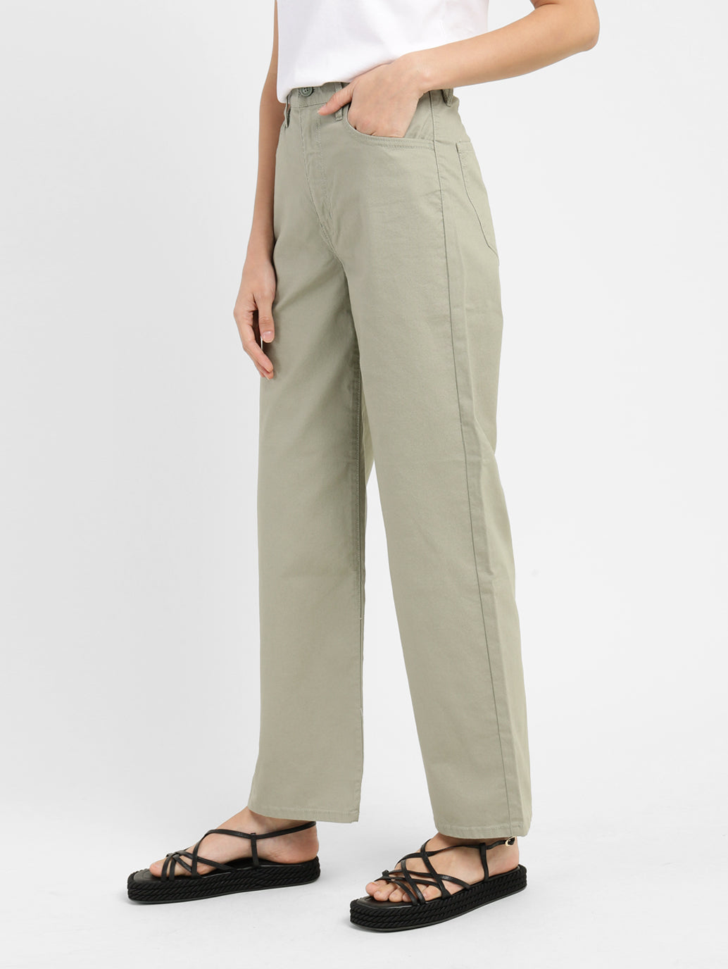 Women's High-Waisted Trousers - d6cf088a-47a3-4b83-9b6c-a702c41cf660 View